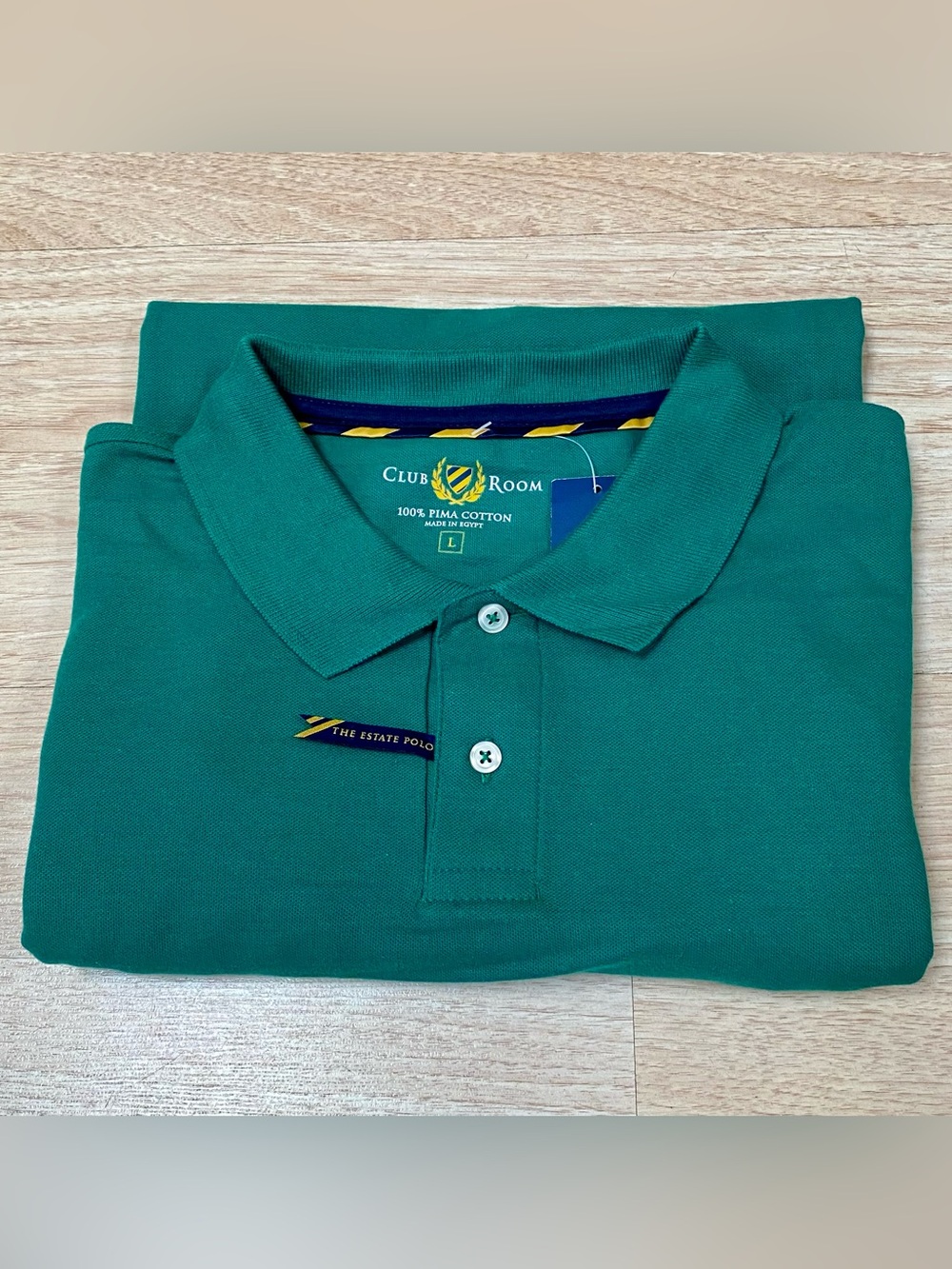 Club Room Estate Polo Men’s L Cypress Green 100% Pima Cotton Casual Golf Shirt